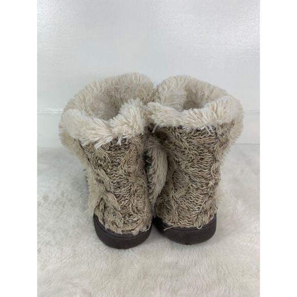 Muk Luks Womens Knit Bootie Slippers With Faux Fur Lining - Size 6 - Picture 3 of 10